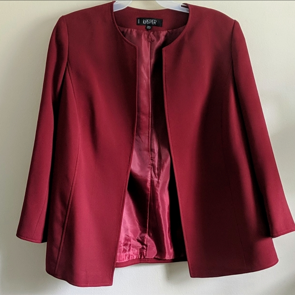 Burgundy Kasper Blazer size 20W open front